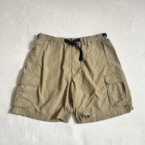 REI Cargo Shorts Mens sz L Beige Belted UPF 50+ Outdoor Hiking fishing quick dry